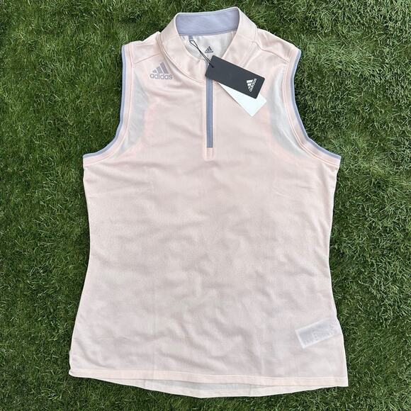 NEW Adidas Women Gradient Zip Sleeveless Polo Shirt Blade Collar Golf Tank Top L - Picture 2 of 8